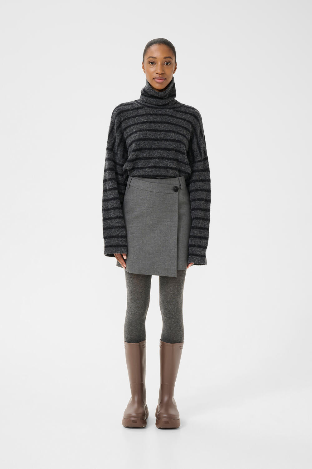 GZpaula Wrap nederdel - Dark grey melange